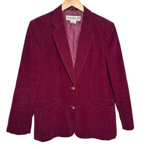 La Bonne Vie VTG Womens Blazer 14 Burgundy Corduroy Large‎ Dark Academia